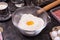 Ingredients for maet pies or dumplings on a metal tray