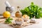 Ingredients for making basil sauce pesto at home