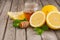 Ingredients for making lemonade - lemon, mint and honey