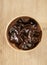 Ingredients for making Snail rice noodles on wooden table background, fungus