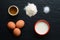 Ingredients for preparation of french crepes