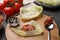 Ingredients for preparing stuffed cabbage rolls on black table