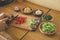 Ingredients, preparing to cook stir-fry vegetables