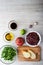 Ingredients for Salad with chicken liver, spinach, pomegranate o