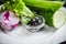 Ingredients for the salad vegetables, ready meals