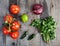 Ingredients for sauce Pico de Gallo, salsa fresca