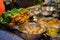 Ingredients for traditional Thai dishes at a street local Thai diner