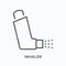 Inhaler flat line icon. Vector outline illustration of respiratory device. Black thin linear pictogram for breath