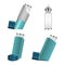 Inhaler icon set, realistic style