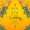 InIndian wedding Invitation carddian wedding Invitation card templates with gold patterned and crystals on paper color Background.