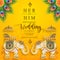 InIndian wedding Invitation carddian wedding Invitation card templates with gold patterned and crystals on paper color Background.