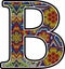 Initial b with colorful mexican huichol art style