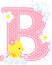 Initial b with flowers and cute rubber duck