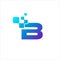 Initial B letter with pixel dots concept logo