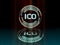 Initial Coin Offering ICO with glowing blue led color giving a feeling of sci-fi science.