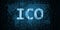 Initial Coin Offering ICO text written in binary format on abstract wired network connection over world map background