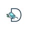 Initial cute blue bird D