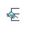 Initial cute blue bird E