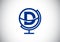Initial D  monogram alphabet with earth globe emblem. Globe logo design vector template. Font emblem. Logo for communication