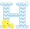 Initial h with cute baby rubber duck