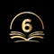 Initial Letter 6 Education Logo Book Concept. University, Academy Graduation Logo Template Design
