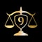 Initial Letter 9 Law Firm Logo. Legal Logo and Lawyers in Alphabet Letter 9 Concept