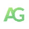 Initial letter AG with green strips line vector