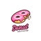 Initial Letter B Donut logo, Yummy pink doughnut logo icon