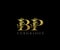 Initial letter B and P,  BP Gold Logo Icon, classy gold letter monogram logo