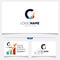 Initial Letter C Chart Bar Logo Design and Bussiness Card Vector Graphic