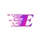 Initial letter e fast move logo vector purple pink color