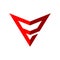Initial letter e logo template with sharp arrow head triangle symbol