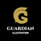 Initial Letter G for Greek Guardian Gladiator Sparta Roman Soldier Icon Symbol Illustration