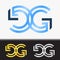 Initial letter GG premium blue metallic rotated lowercase logo template in white background, and custom preview in gold and silver