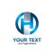 Initial letter H logo template colored blue circle design for bu