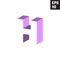 Initial letter H lowercase logo design template block violet purple