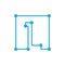 Initial letter L blockchain logo square outline stroke