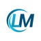 initial letter LM logotype company name blue circle and swoosh design. vector logo for business and company identity