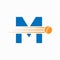 Initial Letter M Cricket Logo Concept With Ball Icon For Cricket Club Symbol