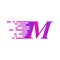 Initial letter M fast move logo vector purple pink color