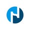 Initial Letter N, Logo N and Blue Circle Shape, Vector Icon Design