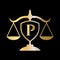 Initial Letter P Law Firm Logo. Legal Logo and Lawyers in Alphabet Letter P Concept