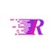 Initial letter R fast move logo vector purple pink color