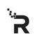 Initial letter R logo pixelated digital design concept