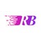 Initial letter RB fast moving logo vector purple pink color