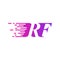 Initial letter RF fast moving logo vector purple pink color