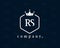 Initial Letter RS, R S luxury crown monogram logo emblem