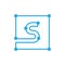 Initial letter S blockchain logo square outline stroke