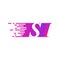 Initial letter SI fast moving logo vector purple pink color