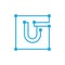 Initial letter U blockchain logo square outline stroke